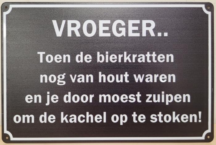 Vroeger toen de bierkratten van hout waren reclamebord, Verzamelen, Merken en Reclamevoorwerpen, Nieuw, Ophalen of Verzenden