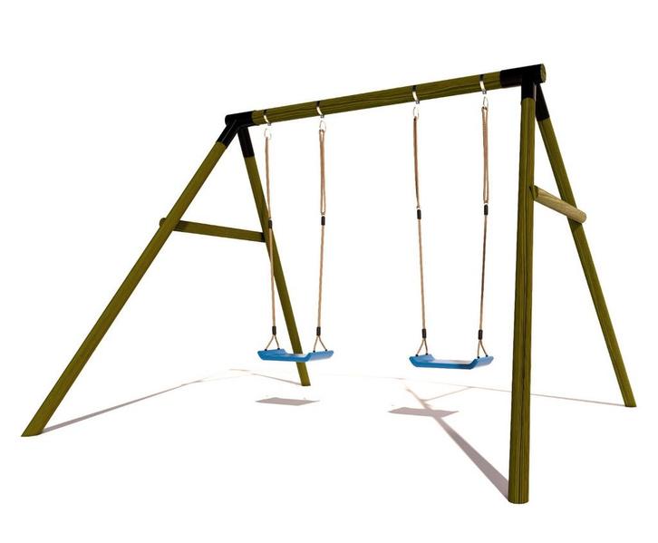 Houten Schommel BK Black Rondhout Dubbel, Kinderen en Baby's, Speelgoed | Buiten | Speeltoestellen, Nieuw, Ophalen of Verzenden