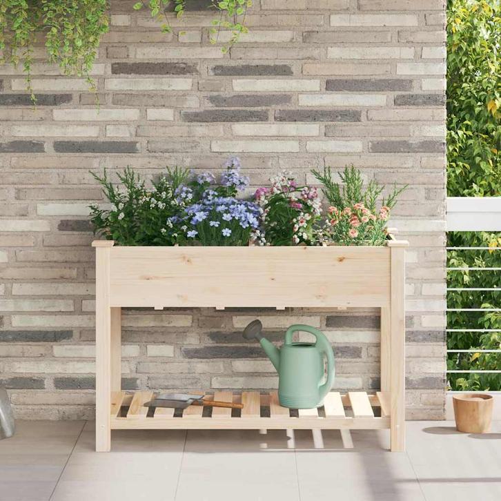 vidaXL Tuin Bloempot Beige 115 x 59 x 76.5 cm Massief, Tuin en Terras, Bloembakken en Plantenbakken, Minder dan 60 cm, Nieuw, Hout