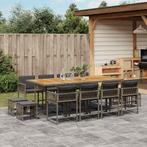 vidaXL 13-delige Tuinset met kussens poly rattan grijs, 2 zitplaatsen, Nieuw, Tuinset, Verzenden