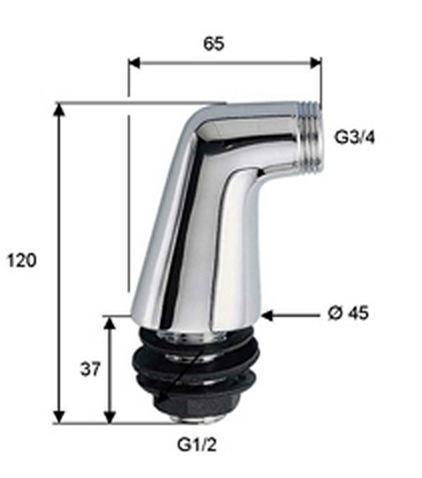 Set chroom staande badrandkoppelingen 1/2x3/4, Doe-het-zelf en Verbouw, Sanitair, Ophalen of Verzenden