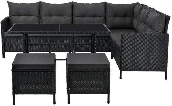 2dekans | Loungeset Manacor - Polyrotan - zwart/grijs, Tuin en Terras, Tuinsets en Loungesets, Zo goed als nieuw, Ophalen of Verzenden