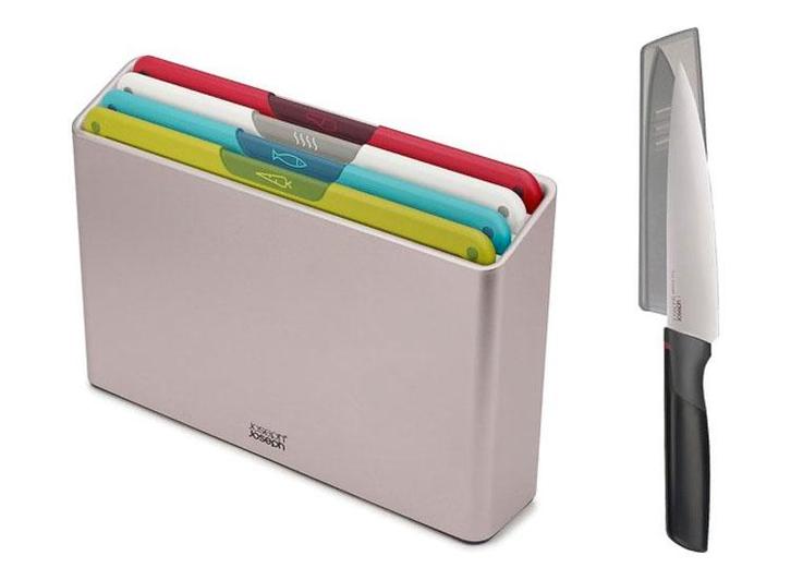 Joseph Joseph 4-delige snijplankenset met houder en Elevate, Huis en Inrichting, Keuken | Keukenbenodigdheden, Nieuw, Verzenden