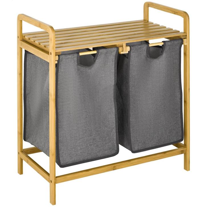 Wasmand - Bamboe - Twee waszakken - Wit, Huis en Inrichting, Badkamer | Badtextiel en Accessoires, Nieuw, Ophalen of Verzenden