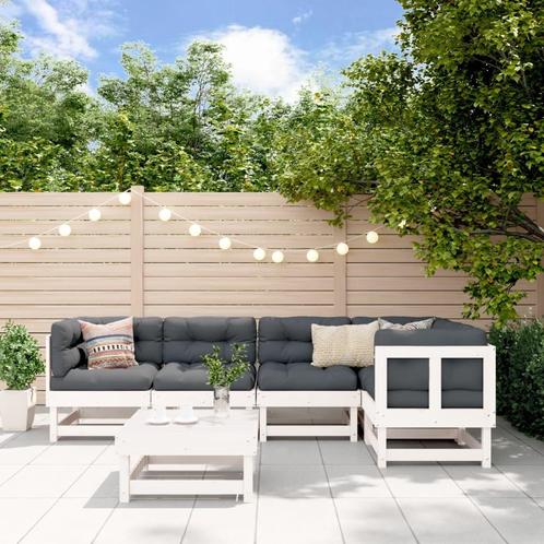 vidaXL 6-delige Loungeset massief grenenhout wit, Tuin en Terras, Tuinsets en Loungesets, Loungeset, Nieuw, 6 zitplaatsen, Verzenden