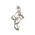 Witgouden broche gezet met parel en diamant | 0,27ct., Sieraden, Tassen en Uiterlijk, Broches, Gebruikt, Overige kleuren, Ophalen of Verzenden