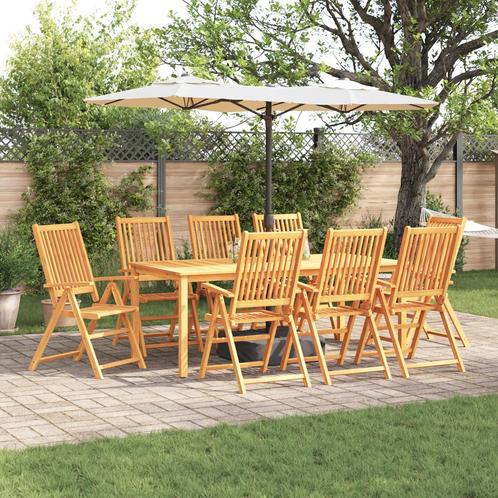 vidaXL 9-delige Tuinset inklapbaar massief acaciahout, Tuin en Terras, Tuinsets en Loungesets, Tuinset, Nieuw, Verzenden