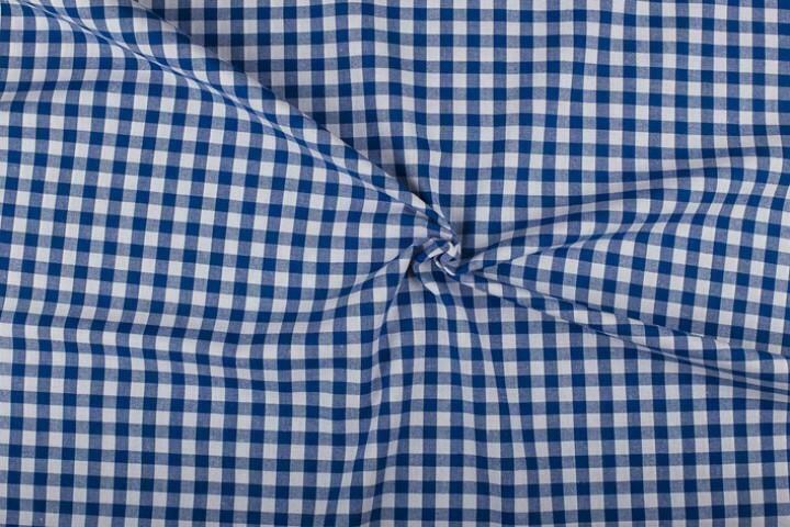 Brabants bont stof cobaltblauw wit geruit - 10mm geruit, Hobby en Vrije tijd, Stoffen en Lappen, 120 cm of meer, 200 cm of meer