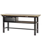 Werkbank zwart 200 cm met hardhouten blad en, Doe-het-zelf en Verbouw, Werkbanken, Ophalen of Verzenden, Nieuw