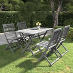 vidaXL 5-delige Tuinset massief acaciahout grijs, Tuin en Terras, 4 zitplaatsen, Nieuw, Tuinset, Verzenden