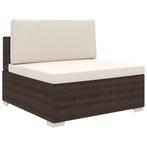 vidaXL Middenbank 1 st met kussens poly rattan bruin, Verzenden, Nieuw, Rotan