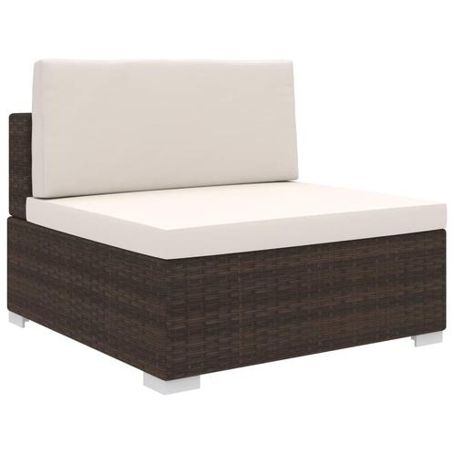 vidaXL Middenbank 1 st met kussens poly rattan bruin, Tuin en Terras, Tuinsets en Loungesets, Nieuw, Rotan, Verzenden