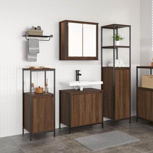 vidaXL 3-delige Badkamermeubelset bewerkt hout bruineiken, Huis en Inrichting, Tafels | Kaptafels, Nieuw, Verzenden