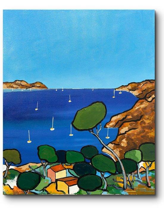 Jiel - Rochers rouges et pins sur la Grande Bleue., Antiek en Kunst, Kunst | Schilderijen | Modern