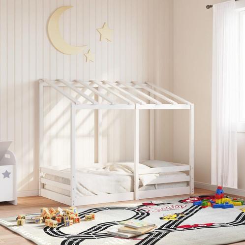 vidaXL Kinderbed met bedhuis 80x160 cm massief grenenhout, Huis en Inrichting, Slaapkamer | Bedden, Wit, Nieuw, Hout, Verzenden