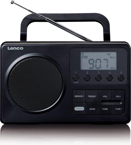 LENCO MPR-035BK - Compacte draagbare FM Radio met LCD-scherm, Witgoed en Apparatuur, Wekkers, Verzenden