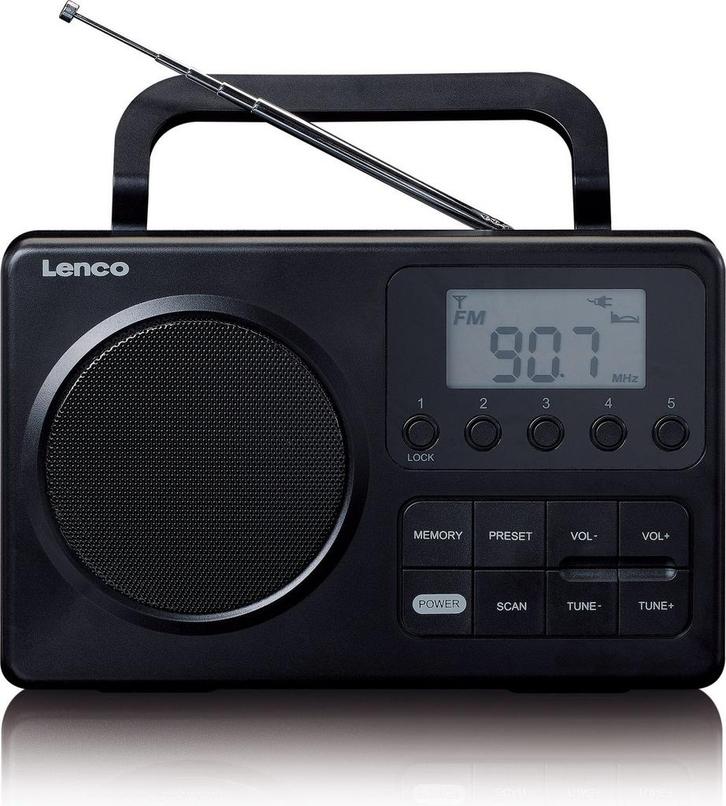 LENCO MPR-035BK - Compacte draagbare FM Radio met LCD-scherm, Witgoed en Apparatuur, Wekkers, Verzenden