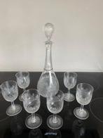 Drinkservies (7) - Kristal - Karaf met port glazen, Antiek en Kunst, Antiek | Glas en Kristal