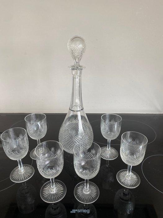 Drinkservies (7) - Kristal - Karaf met port glazen, Antiek en Kunst, Antiek | Glas en Kristal