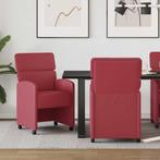 vidaXL Dining Stoelen met Wielen 2 pcs Wijnrood 58 x 65 x 98, Huis en Inrichting, Stoelen, Verzenden, Nieuw, Rood