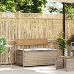 vidaXL Tuinbank met kussen beige polyrotan, Verzenden, Nieuw, Rotan