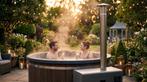 Hottubs: Houtgestookte hot tub incl. comfortabele binnenkuip, Ophalen of Verzenden, Nieuw, Filter, Vast