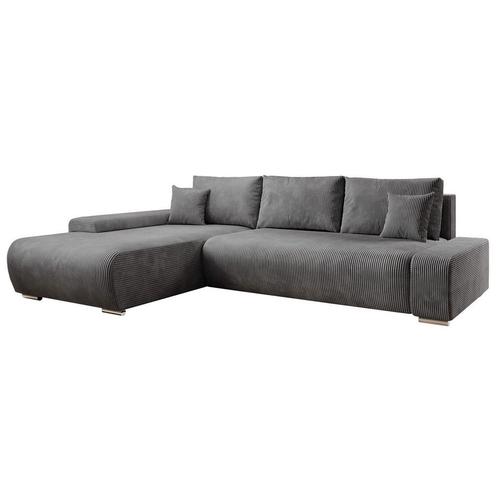 Sofa Iseo - Links - Met slaapfunctie - Donkergrijs, Huis en Inrichting, Banken | Bankstellen, Nieuw, Verzenden