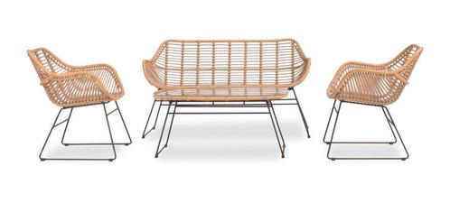 Stoel-Bank Loungeset Wates Rotan Look Naturel The Outsider, Tuin en Terras, Tuinbanken, Verzenden