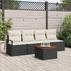 vidaXL Tuin Sofa Set 5 pcs Zwart, wit, Verzenden, Nieuw, Rotan