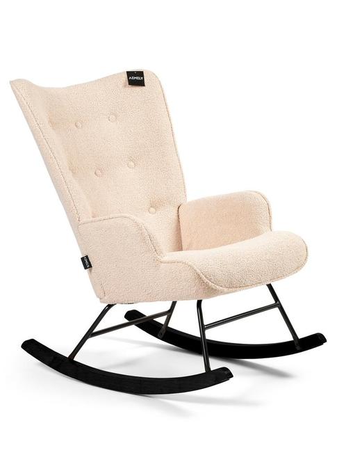Aemely® Schommelstoel Mama - Beige Teddy, Zwart Hout, Kinderen en Baby's, Kinderkamer | Tafels en Stoelen, Stoel(en), Nieuw, Ophalen of Verzenden