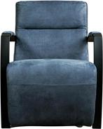 Blauwe leren industriële stalen fauteuils - Kenia Leer Deni, Nieuw, Ophalen of Verzenden, Modern, 50 tot 75 cm