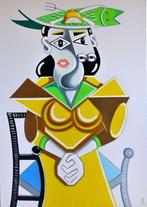 Vincenzo Amicone (1969), After Picasso - Donna seduta con, Antiek en Kunst, Kunst | Schilderijen | Klassiek