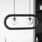*WOONWINKEL* By-Boo Eris Zwarte Hanglamp Ovaal Hout, Huis en Inrichting, Lampen | Hanglampen, Verzenden, Nieuw