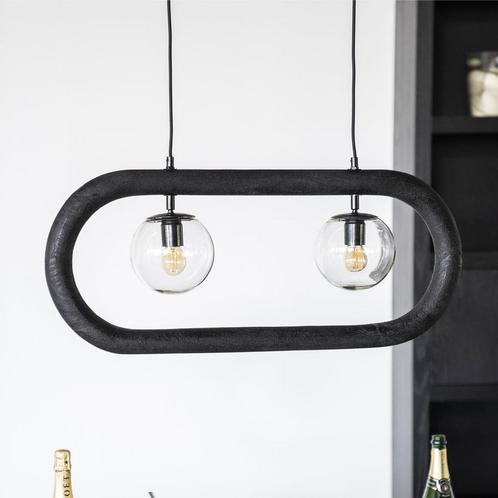 *WOONWINKEL* By-Boo Eris Zwarte Hanglamp Ovaal Hout, Huis en Inrichting, Lampen | Hanglampen, Nieuw, Verzenden