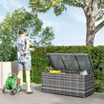 TRUUSK Rattan Kussenbox 380L Weerbestendig Met Deksel Ingebo, Verzenden, Nieuw