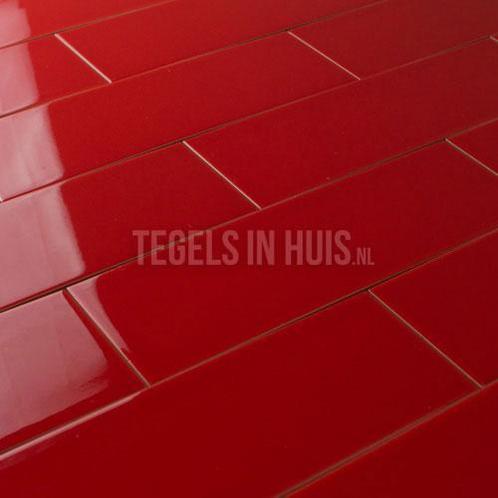 Wandtegel 10thirty 10x30 cm rood glans wandtegel, Doe-het-zelf en Verbouw, Tegels, Wandtegels, Nieuw, 10 m² of meer, Keramiek
