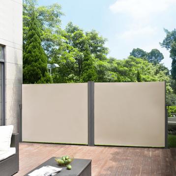 Dubbele oprolbare windscherm 1,6x6 m zandkleurig beschikbaar voor biedingen