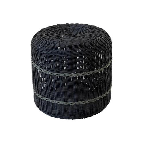 Saigon poef wicker ø41x40cm - zwart, Huis en Inrichting, Stoelen, Zwart, Nieuw, Ophalen of Verzenden