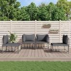 vidaXL 4-delige Loungeset met kussens poly rattan, Tuin en Terras, Tuinsets en Loungesets, Verzenden, Nieuw, Rotan, Loungeset