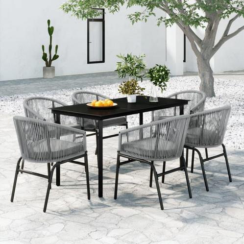 vidaXL 7-delige Tuinset grijs, Tuin en Terras, Tuinsets en Loungesets, Tuinset, Nieuw, 6 zitplaatsen, Kunststof, Verzenden