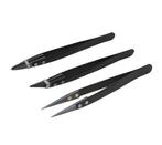 Professionele Black Ceramic Pincet Set – 3delig (rechte +, Verzenden, Nieuw