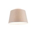 Plafondlamp met linnen kap taupe 25 cm - Combi wit, Nieuw, Overige stijlen