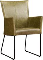 Olijfgroene leren industriële eetkamerstoel - Vintage Leer O, Huis en Inrichting, Stoelen, Overige kleuren, Nieuw, Leer, Ophalen of Verzenden