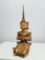 Monumental Thai Teppanom Guardian Angel, Gilt & Polychrome