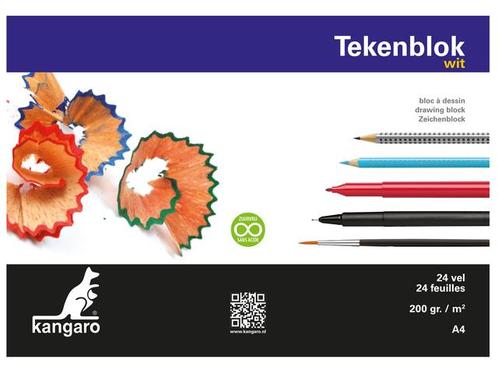 Tekenblok Kangaro A4 200 gram 24 vel wit, Zakelijke goederen, Kantoor en Winkelinrichting | Kantoorartikelen, Overige typen, Ophalen of Verzenden