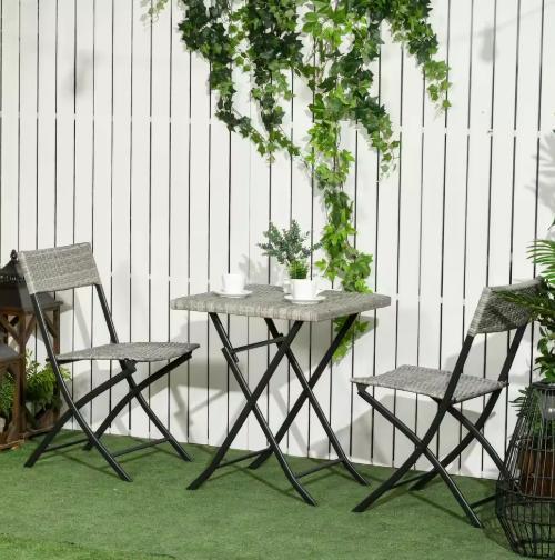 3-delige Balkonset – Klapstoelen en Tafel van Polyrattan, Tuin en Terras, Tuinstoelen, Nieuw, Verzenden