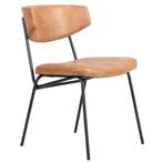Stoel | Kunstleer/Metaal | Cognac | Zwart Frame | Indoor |, Verzenden, Nieuw in verpakking
