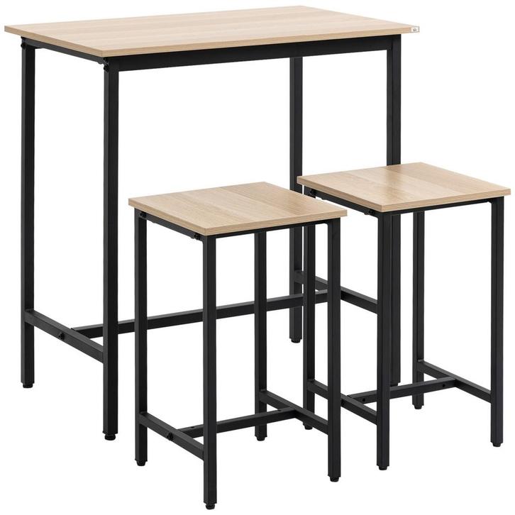 Eettafelcombinatie - Modern design - Houten blad - Wit, Huis en Inrichting, Complete eetkamers, Nieuw, Ophalen of Verzenden