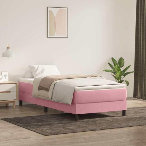 vidaXL Boxspring zonder matras fluweel roze 100x220 cm, Huis en Inrichting, Slaapkamer | Bedden, Nieuw, Stof, Eenpersoons, Verzenden