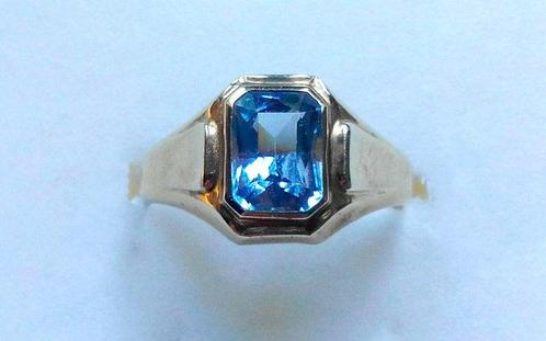 Zonder Minimumprijs - Ring 8 kt geelgoud - blauwe topaas, Sieraden, Tassen en Uiterlijk, Ringen